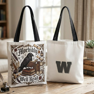 Dark Academia Gothic Raven Book Lover Tote Bag