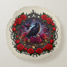 Dark Academia Gothic Raven Rose Wreath