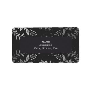 Dark Academia Gothic Silver Holly Holiday  Label