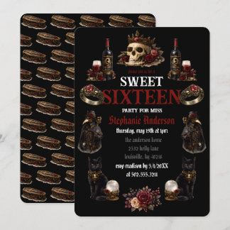 Dark Academia Gothic Sweet 16 Invitation
