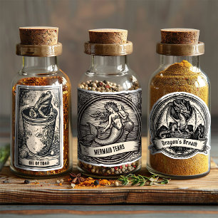 Dark Academia Gothic Woodcut Witch Potion Jar