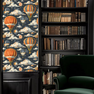 Dark Academia Hot Air Balloons and Clouds Wallpaper