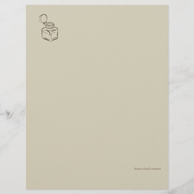 Dark Academia Ink Pot – Minimalist Vintage Library Custom Letterhead (Front)