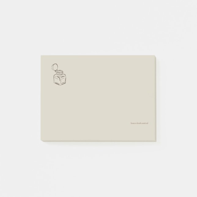 Dark Academia Ink Pot – Minimalist Vintage Library Post-it Notes (Front)