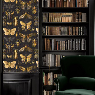 Dark Academia Insects in Gold and Brown Wallpaper