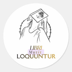 Dark Academia Latin Quote Line Art Classic Round Sticker