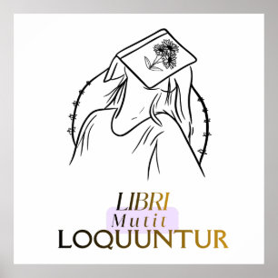 Dark Academia Latin Quote Line Art Poster