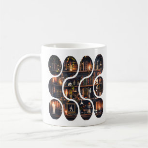 Dark Academia Magical Bookshelf Vintage Design Coffee Mug