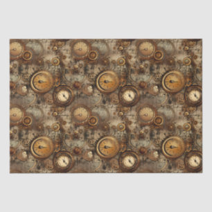 Dark Academia Mechanical Parchment Sepia Brass Tissue Paper
