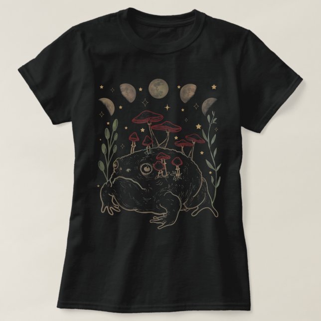 Dark Academia Moon Witchy Goblincore Aesthetic Fro T-Shirt (Design Front)
