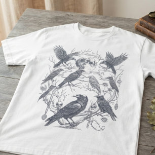 Dark Academia Moonlit Raven Gothic Graphic T-Shirt