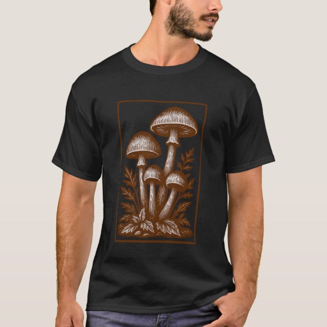 Dark Academia Mushrooms Tee Mycology Fungi Mushroo (Front)