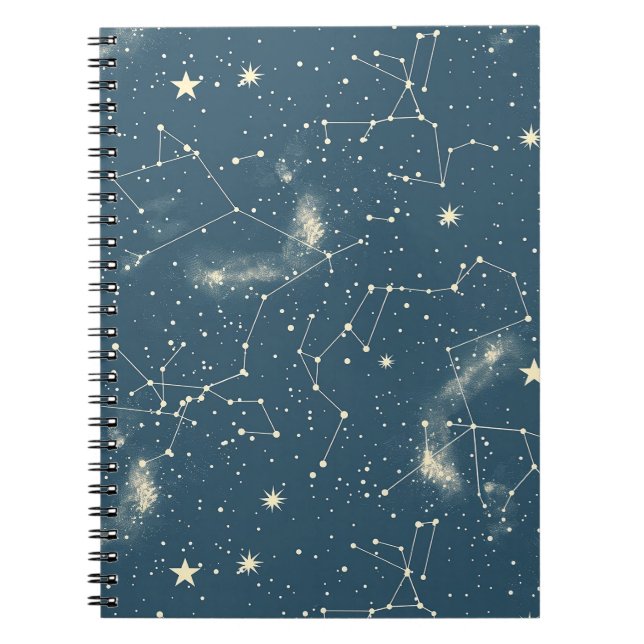 Dark Academia Navy Ivory Moon Constellation Chart Notebook (Front)