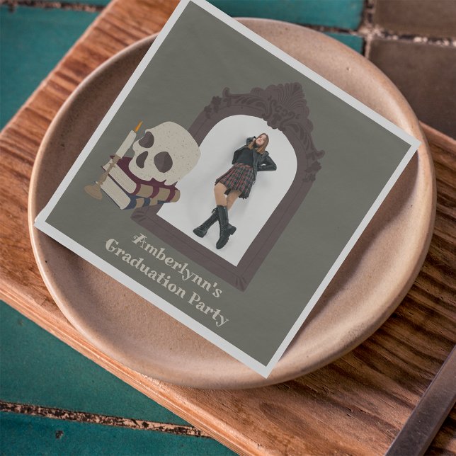 Dark Academia Photo Graduation Party Napkin (Creator Uploaded)