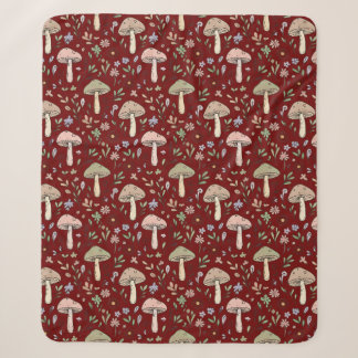 Dark Academia Plum Red Fungi Rich Botanical Luxury Sherpa Blanket