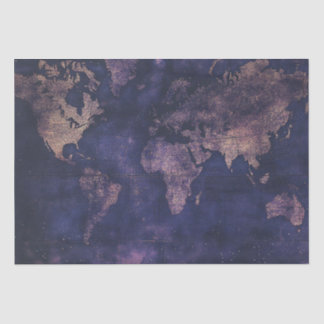 Dark Academia Purple Celestial World Map Tissue Paper