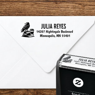 Dark Academia Raven Book Return Address Self-inking Stamp