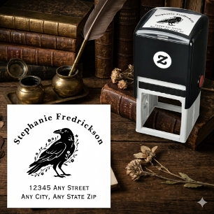 Dark Academia Raven Floral Bird Lover Gift Self-inking Stamp