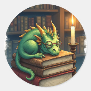 Dark Academia Reading Dragon Sticker Bookworm Slee