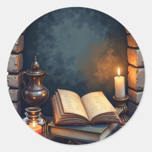 Dark Academia Reading Nook Booktok Gothic Library  Classic Round Sticker