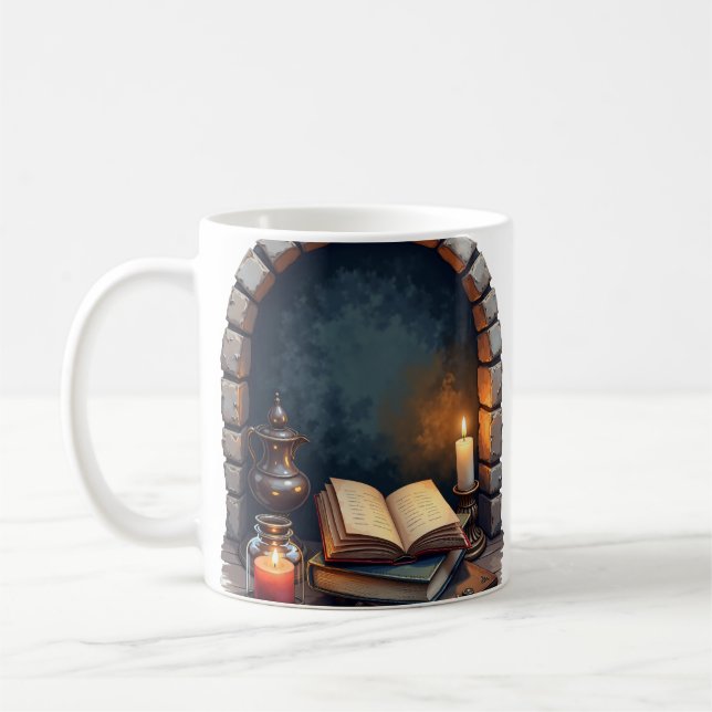 Dark Academia Reading Nook Booktok Gothic Library  Coffee Mug (Left)