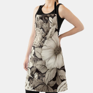 Dark Academia Sepia Floral Botanical Apron
