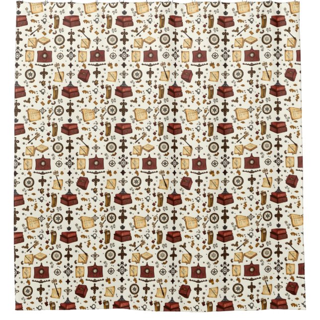 Dark Academia Shower Curtain – Vintage Elegance (Front)