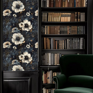 Dark Academia Spider Webs with White Flowers Wallpaper