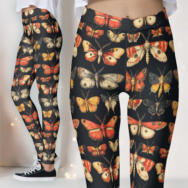 Dark Academia Victorian Gothic Moth Specimens Leggings (Creator Uploaded)