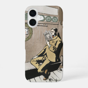 Dark Academia Vintage Christmas Reading Man Art iPhone 16 Case