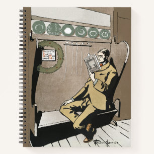 Dark Academia Vintage Christmas Reading Man Art Notebook