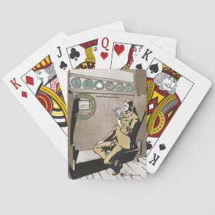 Dark Academia Vintage Christmas Reading Man Art Playing Cards