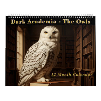 Dark Academia Vintage Owl Oil Portraits Gothic Calendar