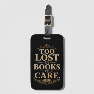 Dark academia vintage reader book lover luggage tag