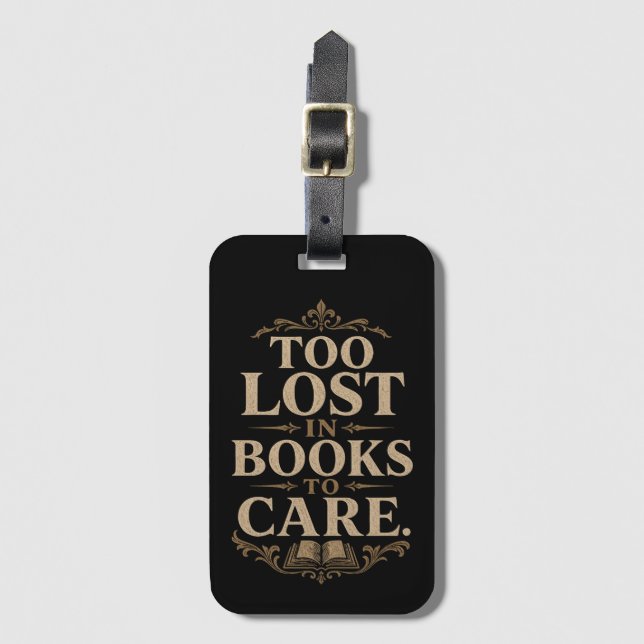 Dark academia vintage reader book lover luggage tag (Front Vertical)