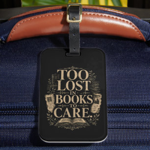Dark academia vintage reader book lover luggage tag