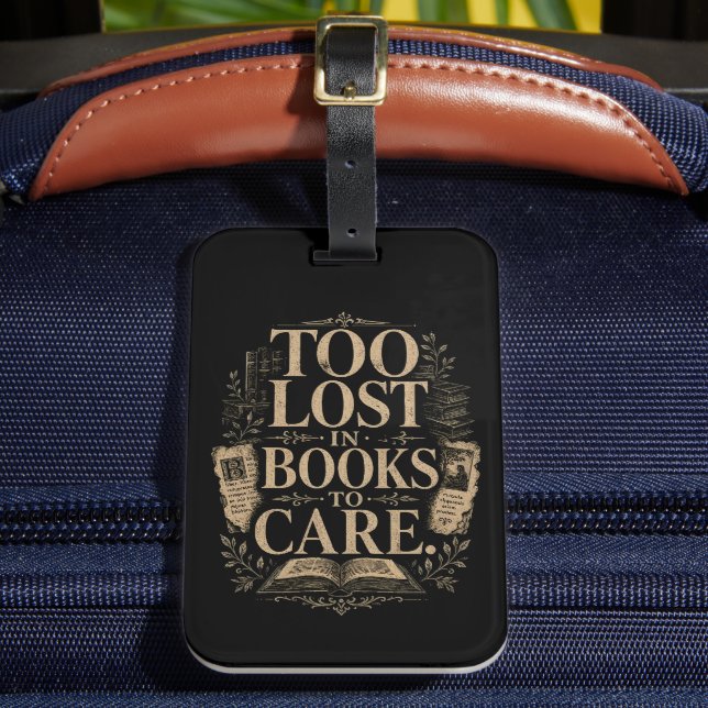 Dark academia vintage reader book lover luggage tag (Front Insitu 2)