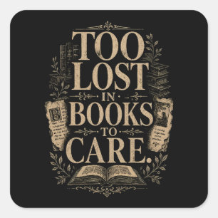 Dark academia vintage reader book lover square sticker