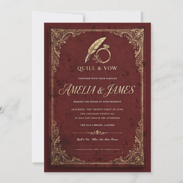 Dark Academia Wedding Inviation (Front)
