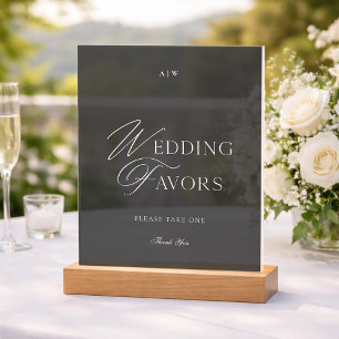 Dark Acrylic Wedding Favors Sign 