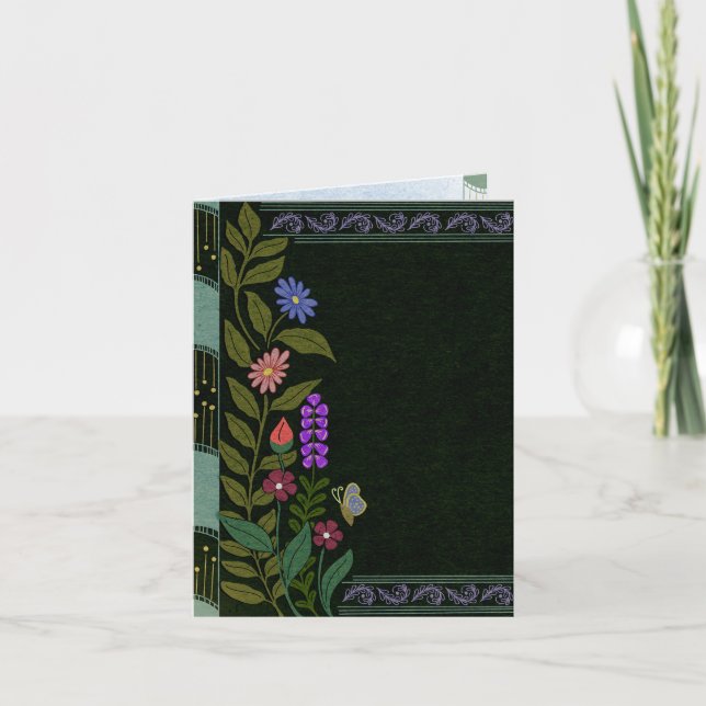  Dark Aesthetic Elegant Vintage Botanical Floral Invitation (Front)