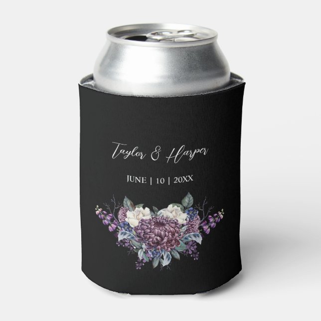 Dark Aesthetic Goth Wedding Bouquet Can Cooler (Can Front)