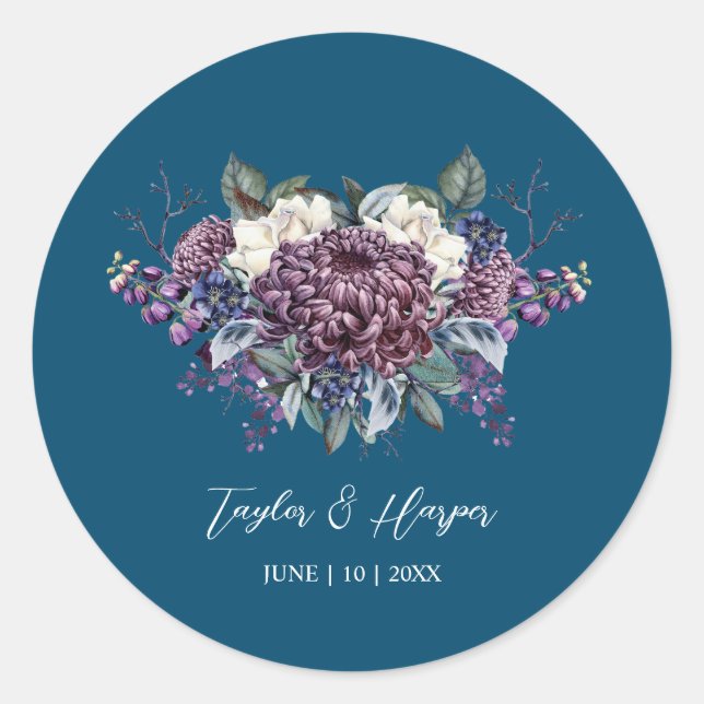 Dark Aesthetic Goth Wedding Bouquet Classic Round Sticker (Front)