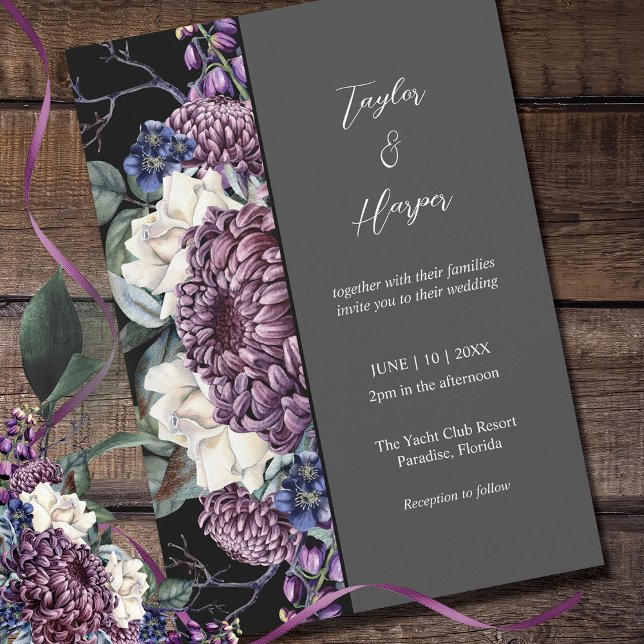 Dark Aesthetic Goth Wedding Bouquet Invitation (Creator Uploaded)
