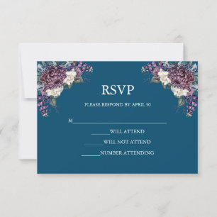 Dark Aesthetic Goth Wedding Bouquet RSVP Card