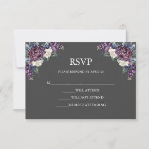 Dark Aesthetic Goth Wedding Bouquet RSVP Card