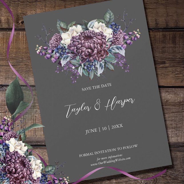 Dark Aesthetic Goth Wedding Bouquet Save The Date (Creator Uploaded)