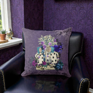 Dark Alice Caterpillar Rustic Deep Purple Cushion