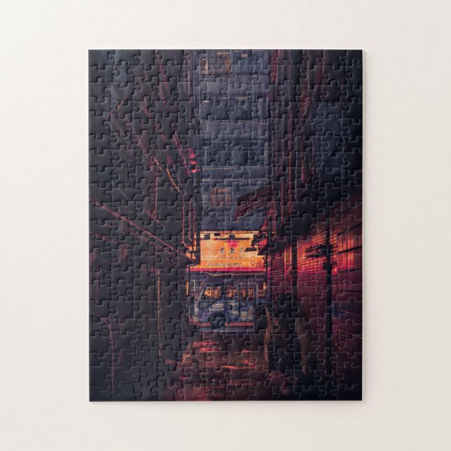 Dark Alley in Big City in Japan Jigsaw Puzzle (Vertical)