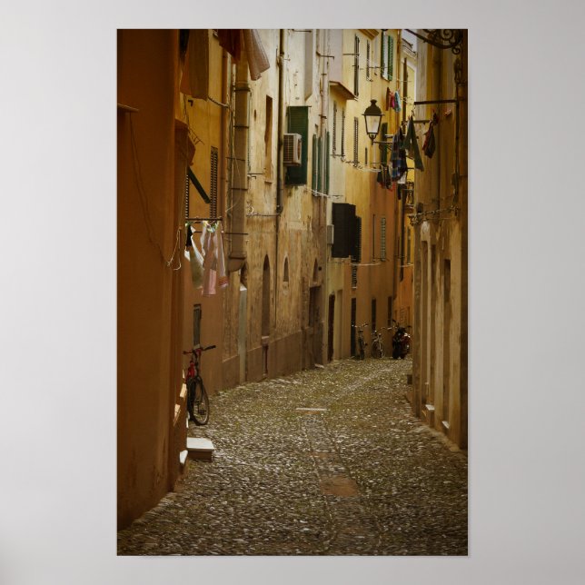 Dark alley in Naples, Italy vertical poster (Front)